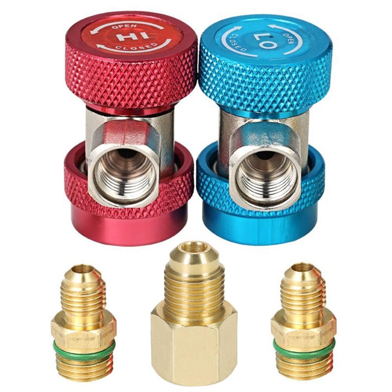 LIYYOO Adjustable R134a Quick Coupler High Low Conversion Adapter Fittings, Refrigerant Tank Adapter Kit for AC Air conditioning Refrigerant R134a HVAC Air Condition Gauge Manifold Hose Connector - Image 2